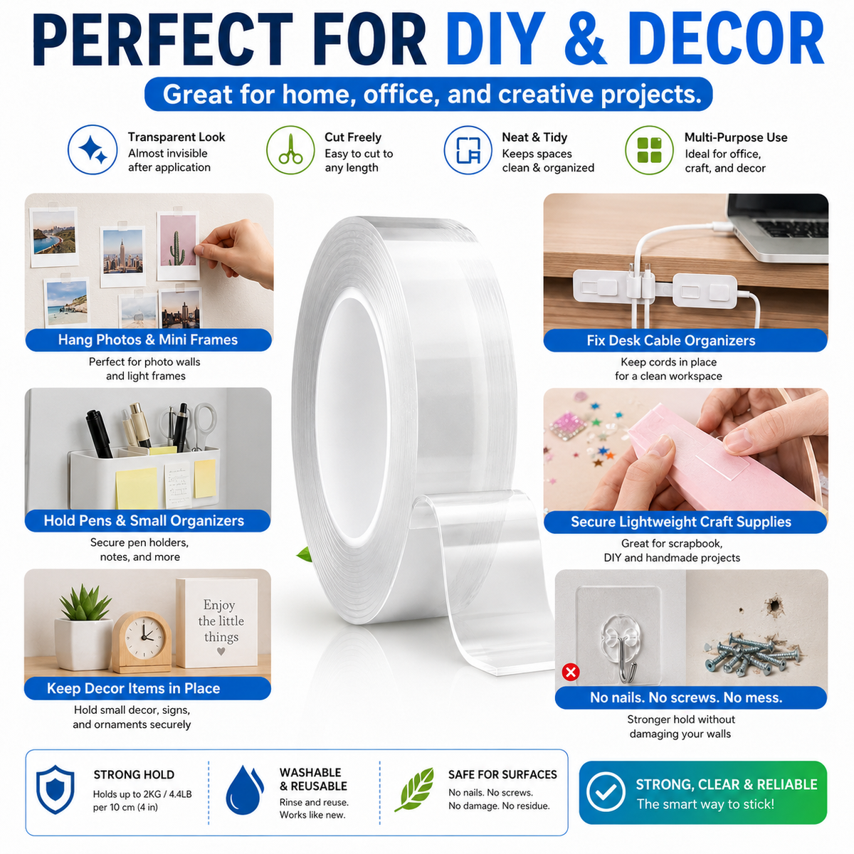 🥳2026 Best-Seller: Buy One, Get One Free!🥳💞 Nano Strong Adhesive Tape ⭐ Washable & Reusable 🔄