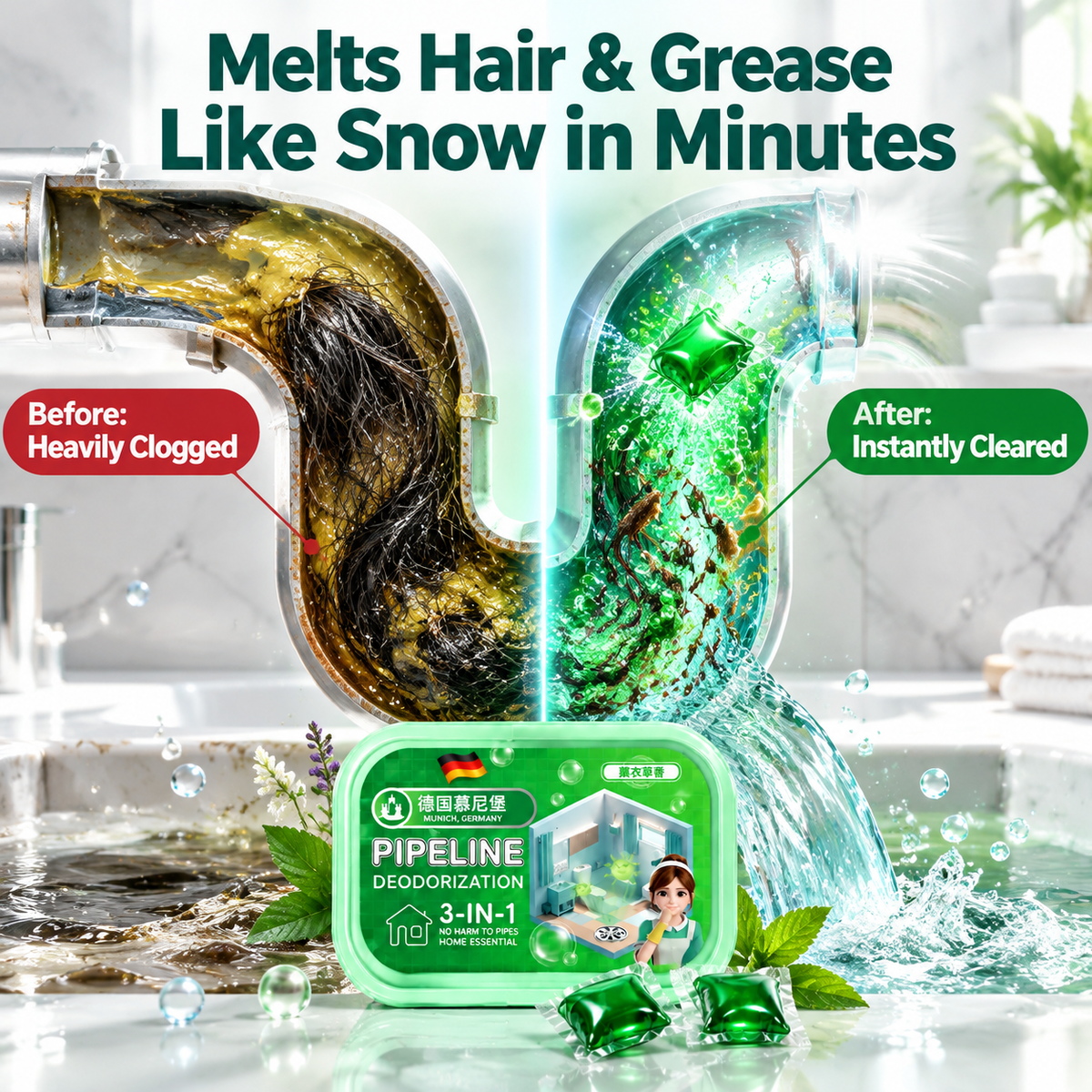 ✨Stop breaking your back scrubbing, and stop wasting hundreds on expensive plumbers! You don't even need to pour in harsh, dangerous chemicals! 🚿🧼