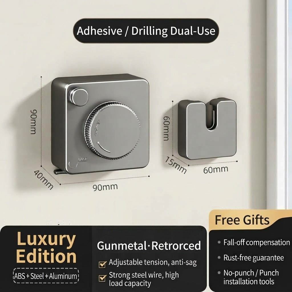🧺 Retractable Stainless Steel Clothesline – Dry More, Save Space