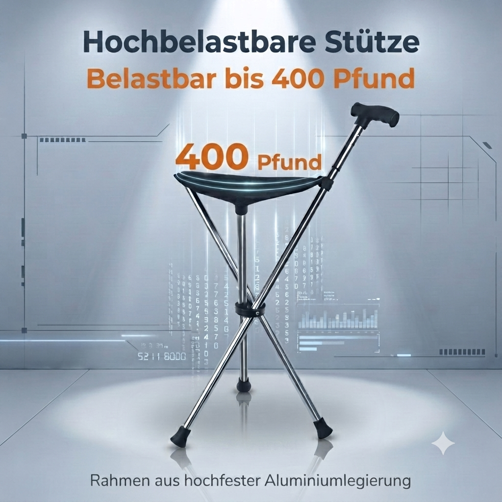 🔥Faltbarer, tragbarer Gehstockstuhl: Das beste Geschenk für Senioren