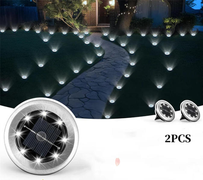 Outdoor Waterproof Solar Ground Light - 2 Pack/Set