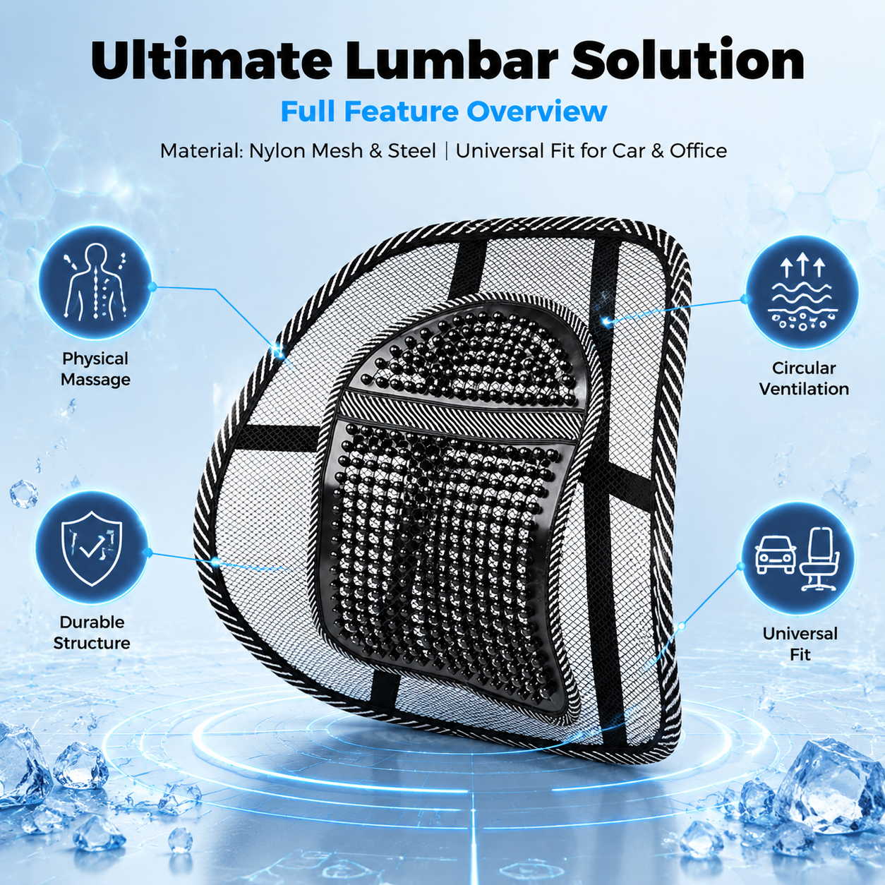 🌬️ Breathable Lumbar Support Cushion – Sit Longer with Less Back Strain