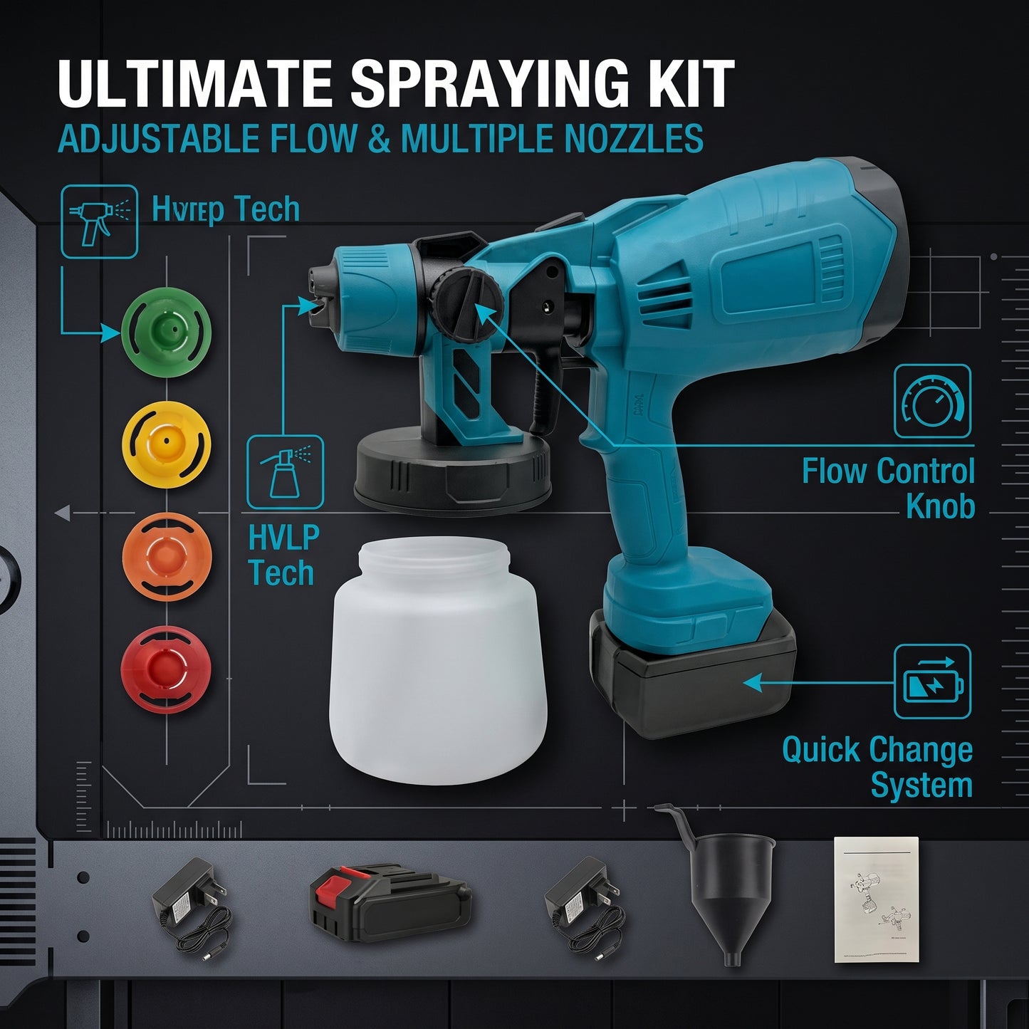 🔥Cordless HVLP Paint Sprayer For Smooth Professional Finish DIY Home Painting Made Fast Easy And Even
