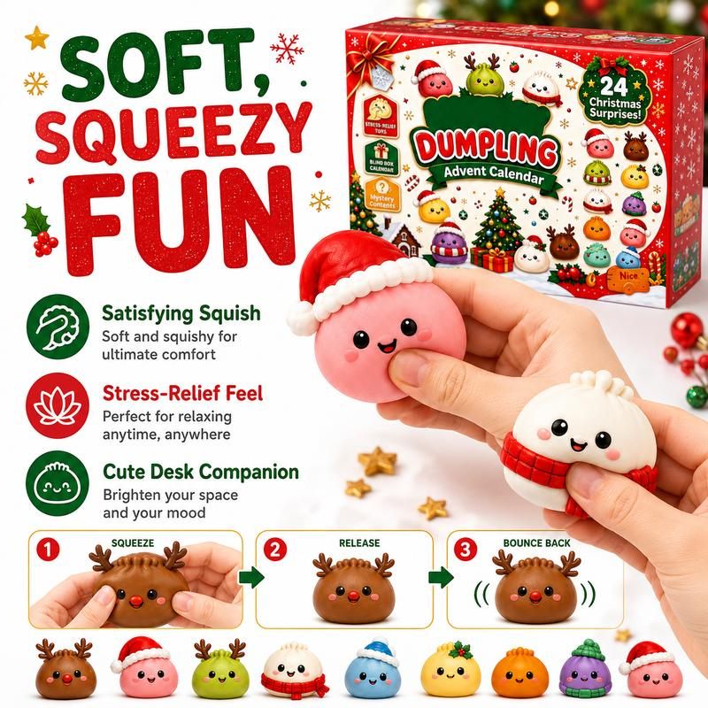 ⏰Hot Sale! 🥟Dumpling Squishy Advent Calendar🎄24 Christmas Surprise Fidget Toys