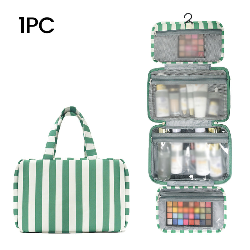 ✨Stop Digging Through Your Suitcase for Toiletries with the Striped Hanging Travel Toiletry Bag