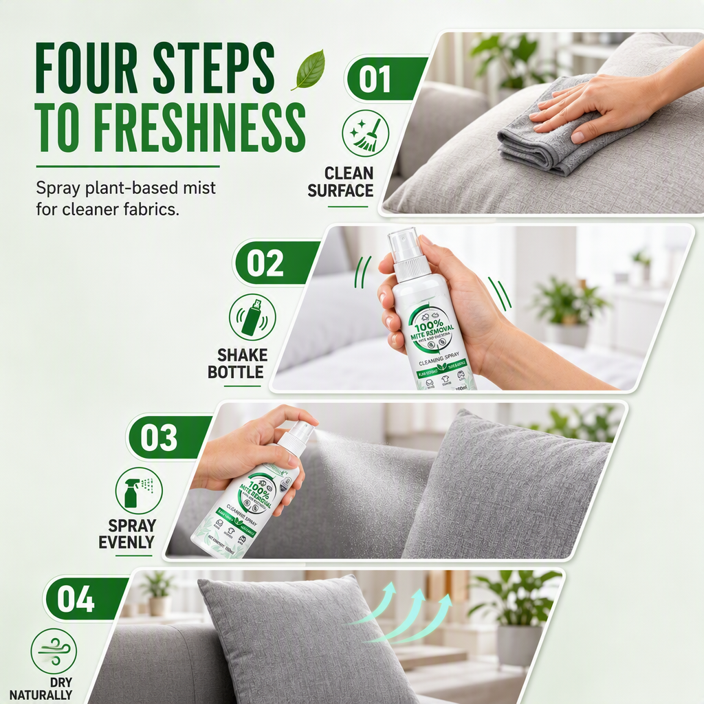 ✨Plant‑Derived Anti Dust Mite Spray | Works On Bedding, Couch & Car Interior