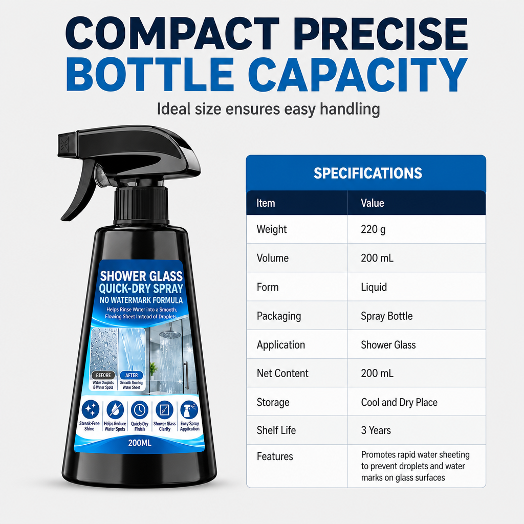 🔥Buy 3 Get 2 Free-Stop Water Marks Instantly! Hydrophilic Shower Glass Spray