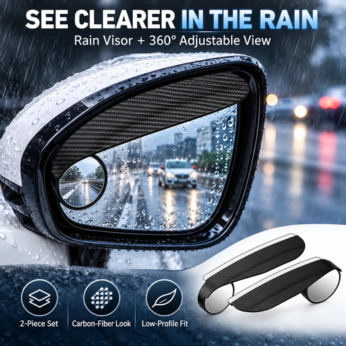 💥Buy 1, Get 1 Free 🚗2-Pack Car Rearview Mirror Rain Guards (with Adjustable Blind-Spot Mirrors)