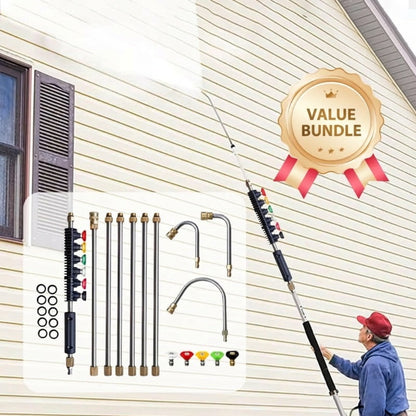 🔥10Pcs Pressure Washer Extension Wand Kit, 1/4 Inch Quick Connect 4000PSI Power Washer Lance with Curved Rod for Air Conditioner Gutter Car House Cleaning
