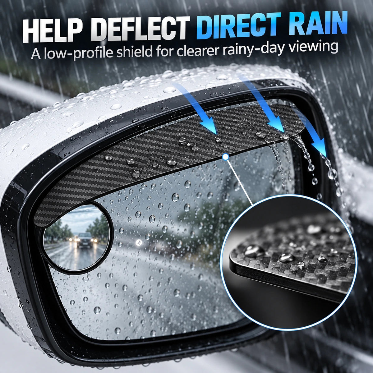 💥Buy 1, Get 1 Free 🚗2-Pack Car Rearview Mirror Rain Guards (with Adjustable Blind-Spot Mirrors)