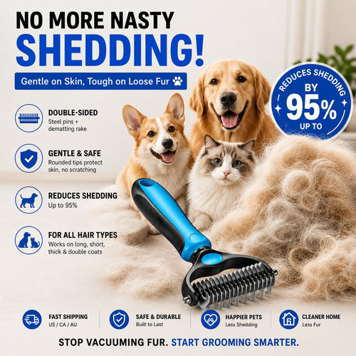 🐾 Double-Sided Pet Grooming Brush For A Cleaner Home & Happier Pets