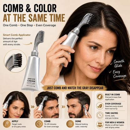 🔥Hot Sell | 2 In 1 Hair Dye Comb For Instant Gray Coverage & Hair Care
