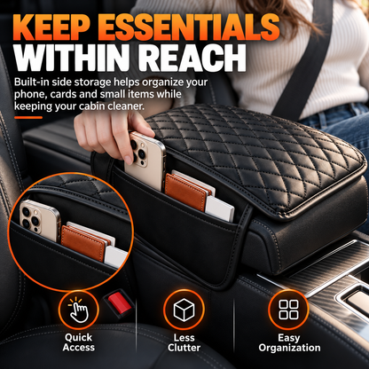 🔥Car Armrest Cushion With Dual Side Pockets｜Comfort & Extra Storage For Your Car
