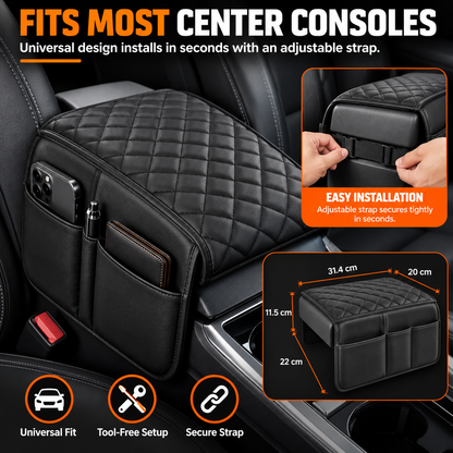 🔥Car Armrest Cushion With Dual Side Pockets｜Comfort & Extra Storage For Your Car