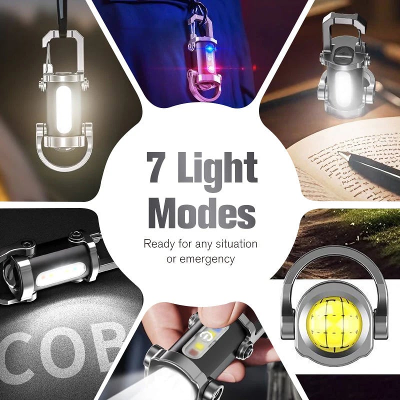 Portable Rechargeable High Brightness Keychain Flashlight, Waterproof Mini LED Emergency Torch for Outdoor Camping Night Walking