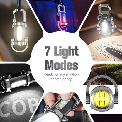 Portable Rechargeable High Brightness Keychain Flashlight, Waterproof Mini LED Emergency Torch for Outdoor Camping Night Walking