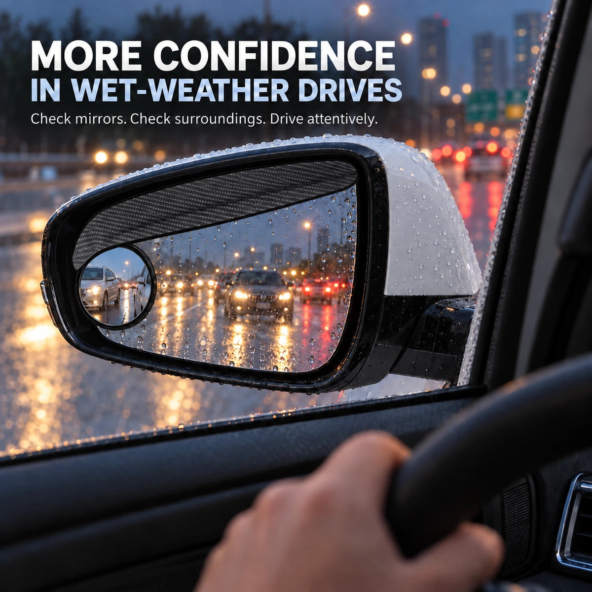 💥Buy 1, Get 1 Free 🚗2-Pack Car Rearview Mirror Rain Guards (with Adjustable Blind-Spot Mirrors)