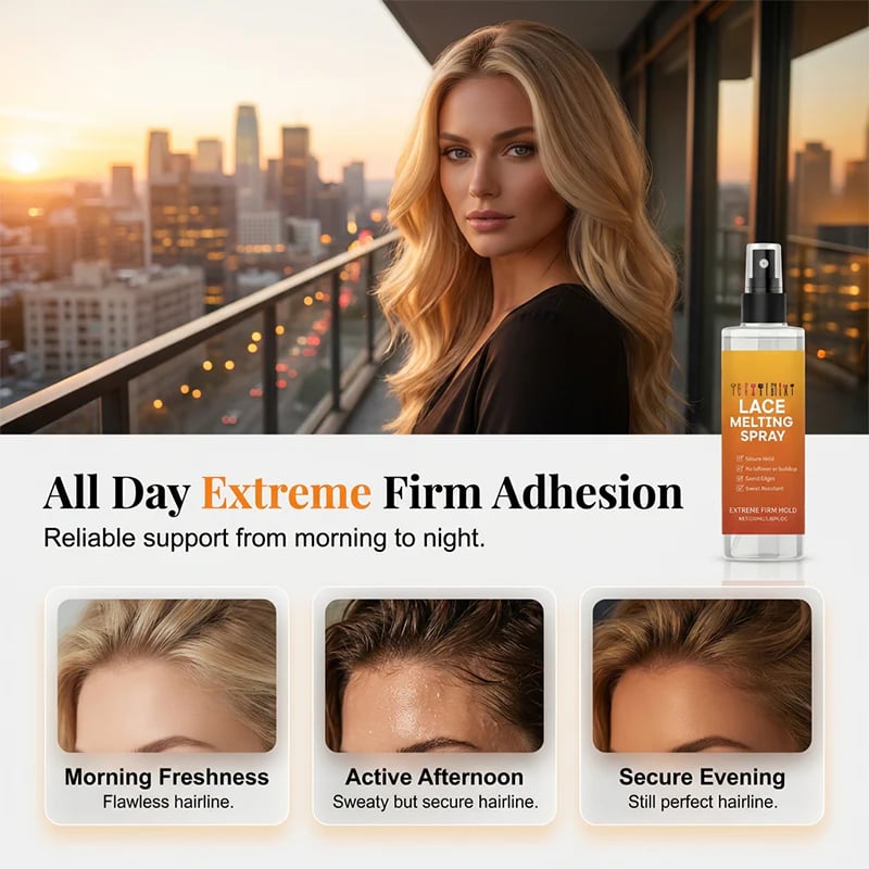 🔥 Buy One, Get One Free Today: Lace Wig Melting & Setting Spray – Quick-Drying, Invisible, Protects the Hairline, Sweat-Resistant, and Leaves No Trace