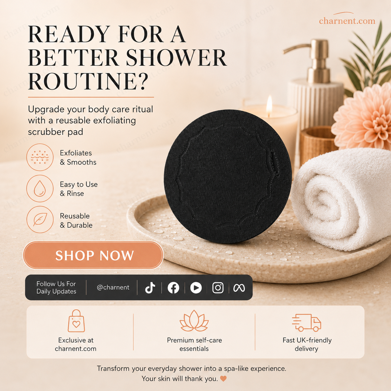 🛀Body Scrub Bath Pad For Smooth Clean Skin Gentle Exfoliation Deep Cleansing & Easy Rinse💞