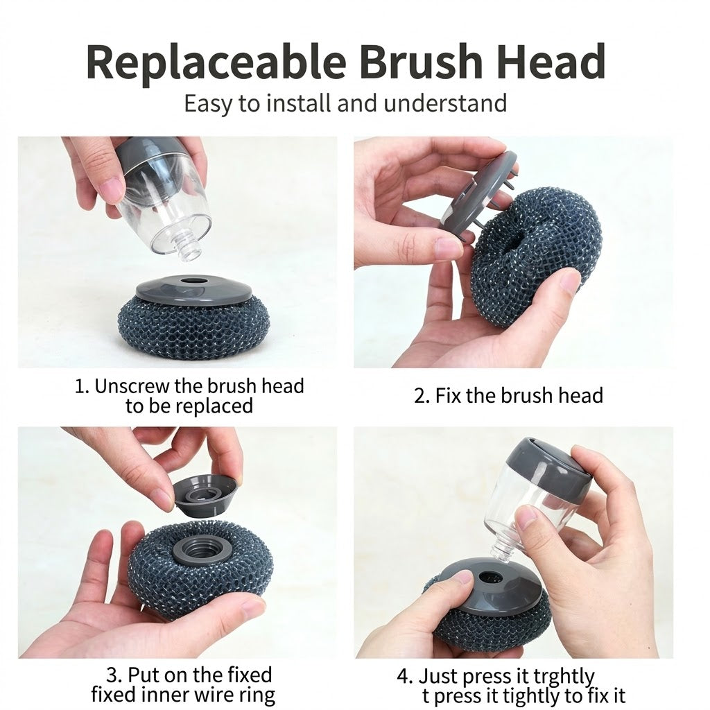 💥Buy 1, Get 1 Free  🧼Plastic Auto-Dispense Dish Brush- Multifunctional Pot Scrubber