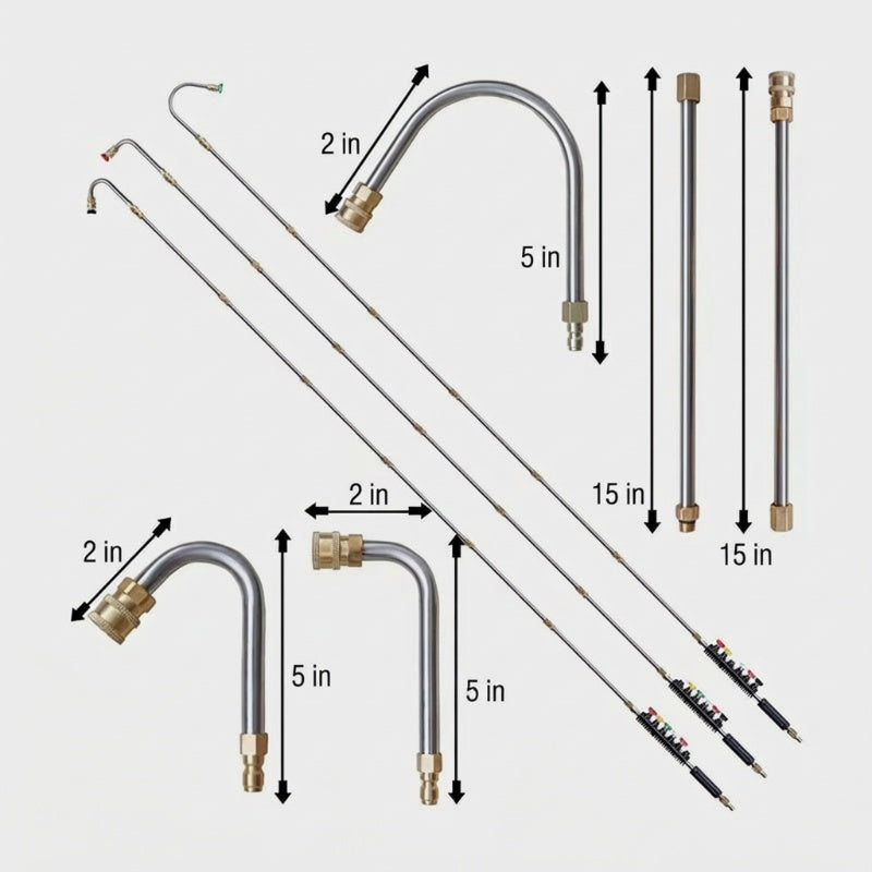 🔥10Pcs Pressure Washer Extension Wand Kit, 1/4 Inch Quick Connect 4000PSI Power Washer Lance with Curved Rod for Air Conditioner Gutter Car House Cleaning