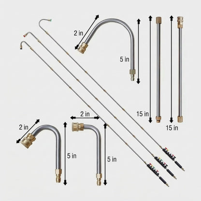 🔥10Pcs Pressure Washer Extension Wand Kit, 1/4 Inch Quick Connect 4000PSI Power Washer Lance with Curved Rod for Air Conditioner Gutter Car House Cleaning