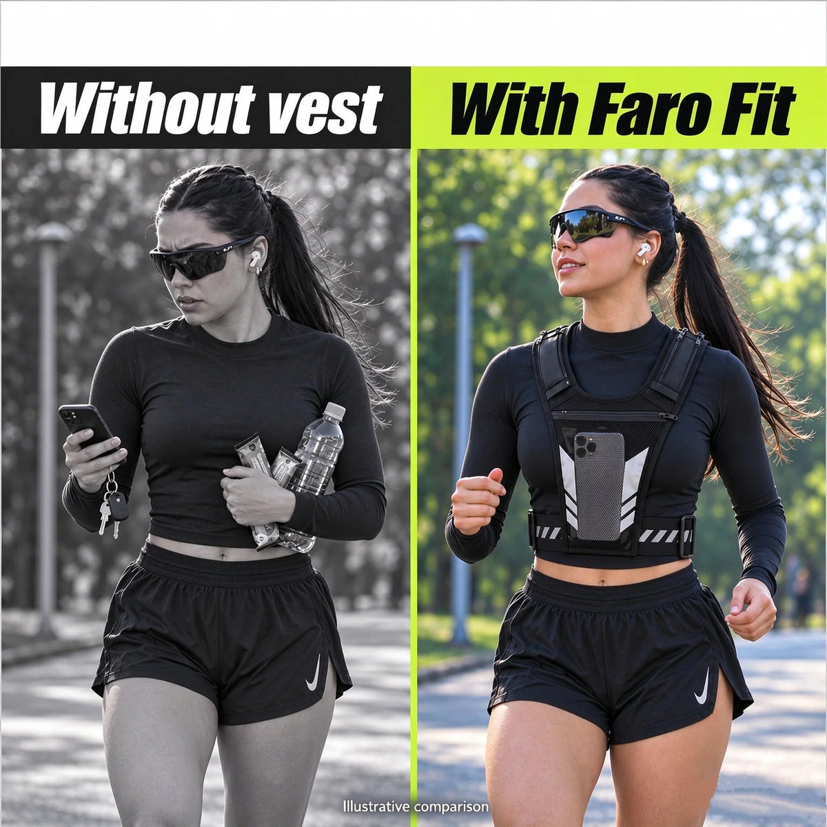 Lightweight Adjustable Reflective Running Vest with Phone Pocket Breathable Mesh Jogging for Men Women
