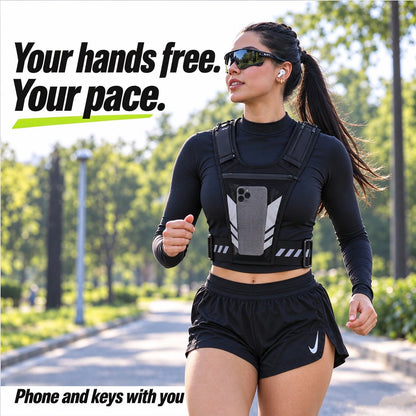 Lightweight Adjustable Reflective Running Vest with Phone Pocket Breathable Mesh Jogging for Men Women