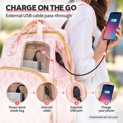 💥50% OFF 🎒🍼3-in-1 Diaper Bag Backpack with Fold-Out Changing Station