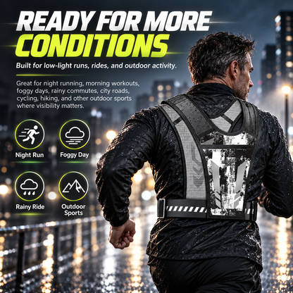 Lightweight Adjustable Reflective Running Vest with Phone Pocket Breathable Mesh Jogging for Men Women