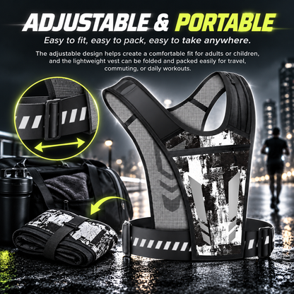 Lightweight Adjustable Reflective Running Vest with Phone Pocket Breathable Mesh Jogging for Men Women