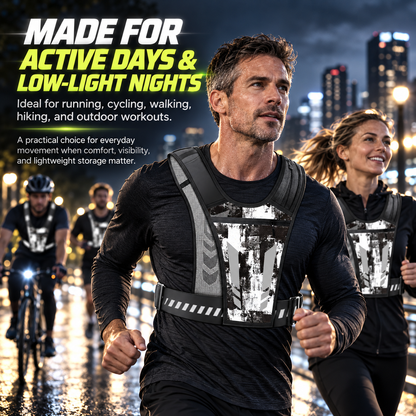 Lightweight Adjustable Reflective Running Vest with Phone Pocket Breathable Mesh Jogging for Men Women