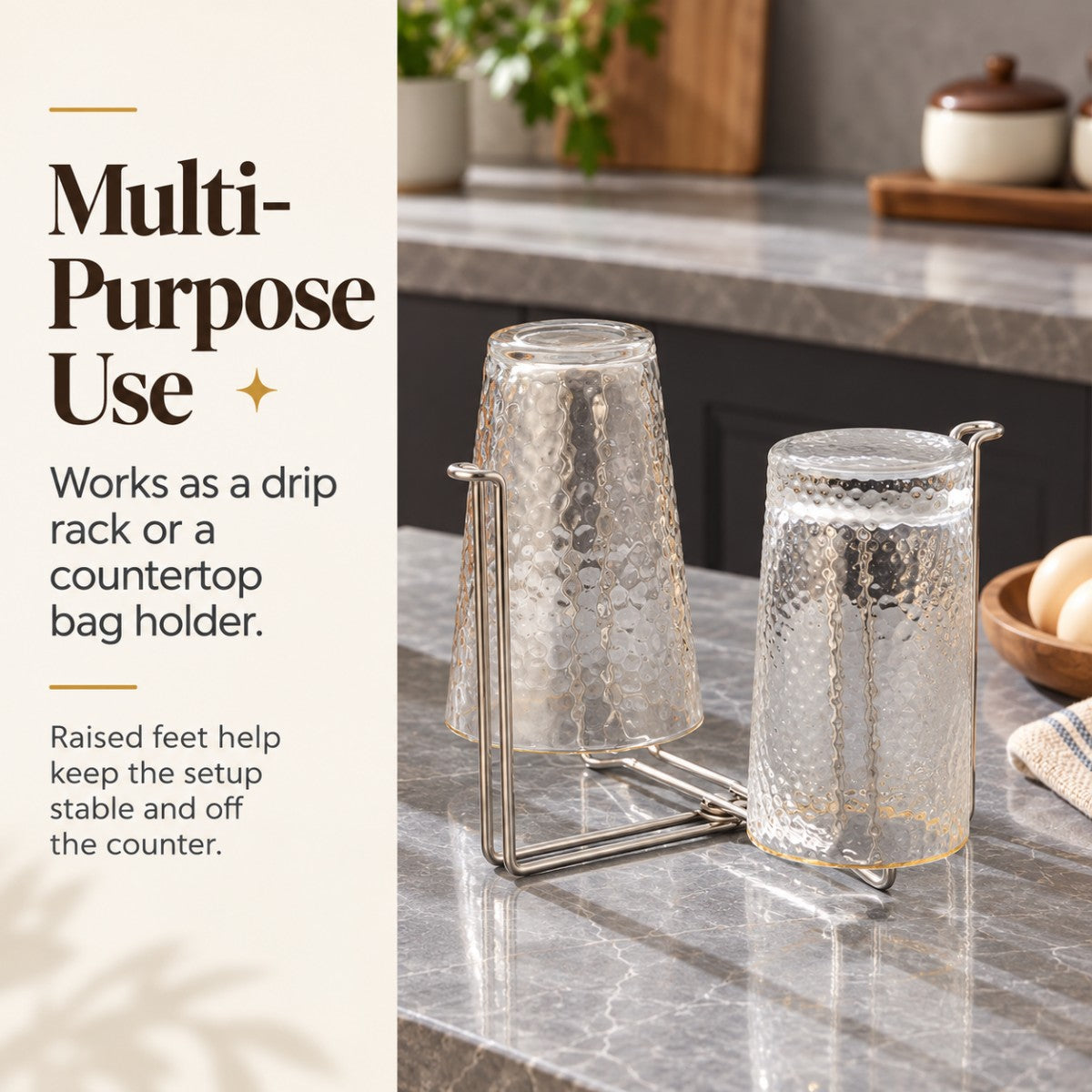 🔥Buy 1 Get 1 Free🗑️Foldable 304 Stainless Steel Countertop Trash Bag Holder