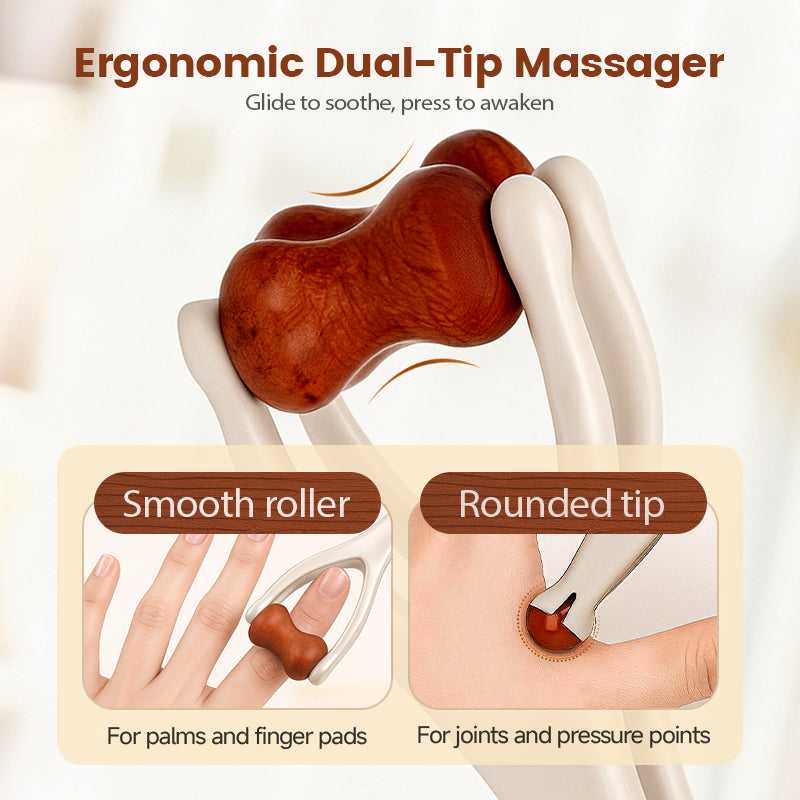 🔥Hot Sale🔥 Natural Bian Stone Hand Massage Roller Traditional Chinese Acupoint Therapy Tool