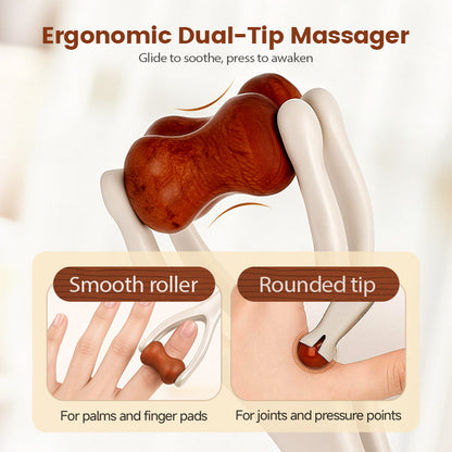 🔥Hot Sale🔥 Natural Bian Stone Hand Massage Roller Traditional Chinese Acupoint Therapy Tool