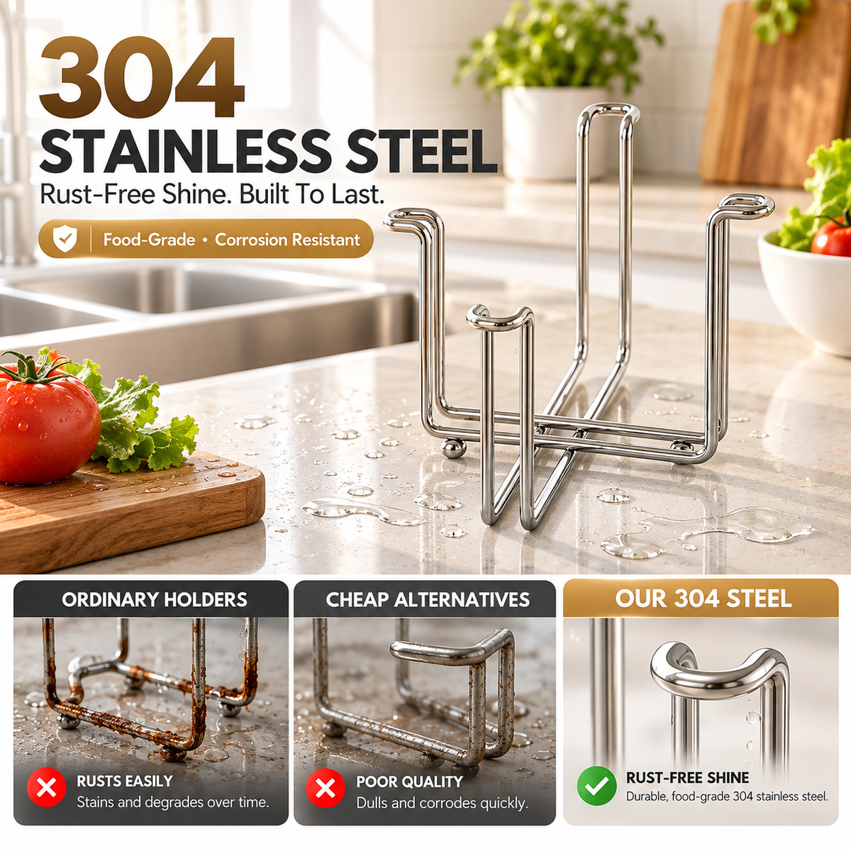 Buy 1 get 1 free✨ The Ultimate Foldable 304 Stainless Steel Trash Bag Holder
