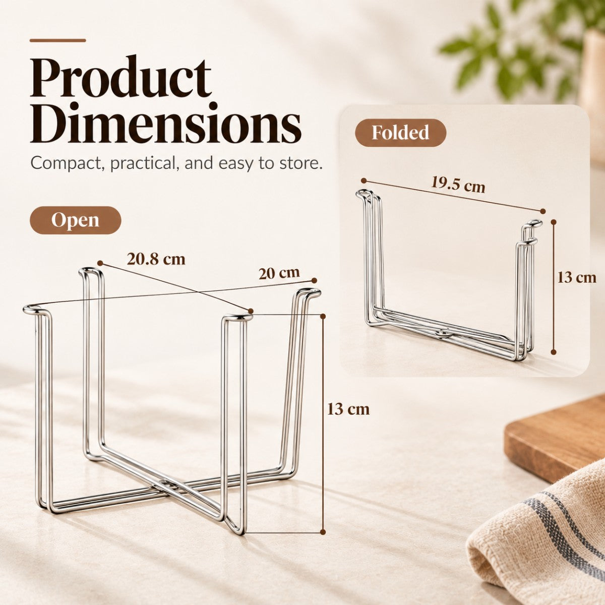 🔥Buy 1 Get 1 Free🗑️Foldable 304 Stainless Steel Countertop Trash Bag Holder
