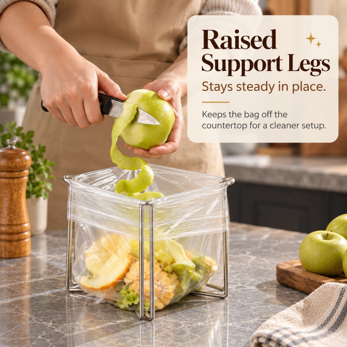 🔥Buy 1 Get 1 Free🗑️Foldable 304 Stainless Steel Countertop Trash Bag Holder