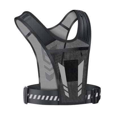 Lightweight Adjustable Reflective Running Vest with Phone Pocket Breathable Mesh Jogging for Men Women