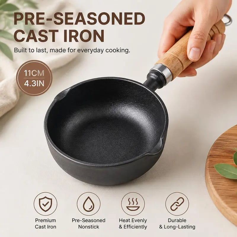 🍳 4.3-Inch Pre-Seasoned Cast Iron Mini Saucepan