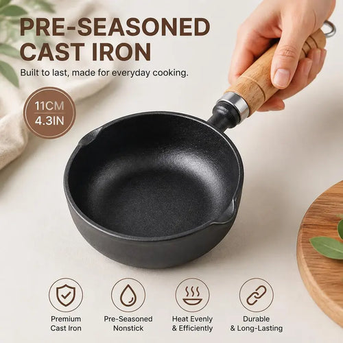 🍳 4.3-Inch Pre-Seasoned Cast Iron Mini Saucepan