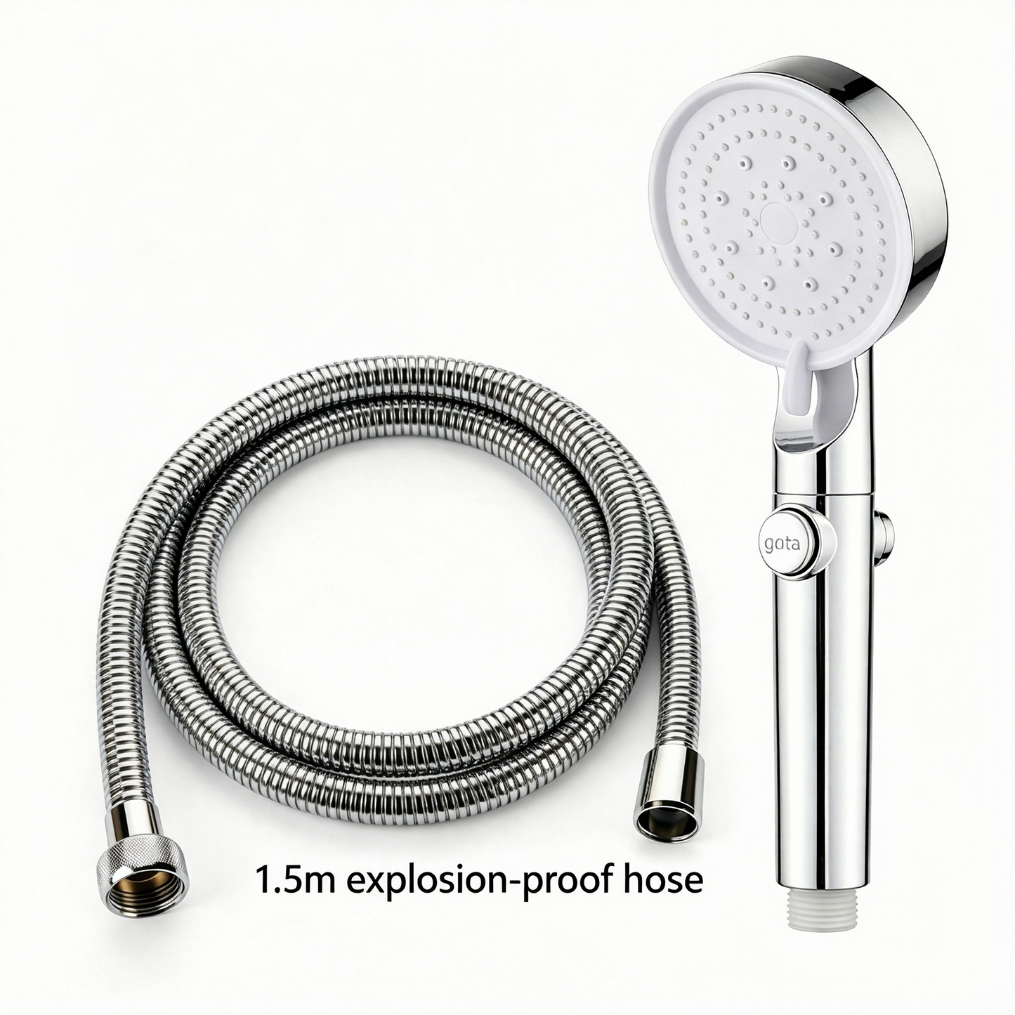 Large Panel Pressure Boost Shower Head with 5 Spray Modes and 360° Rotation