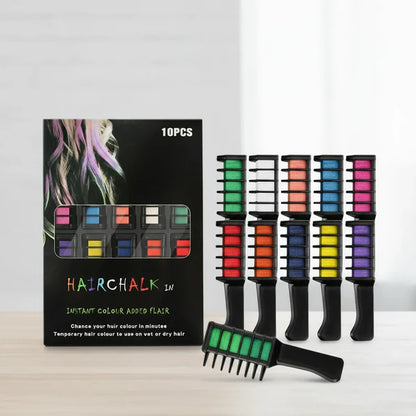 🚨Party Special 10 Color Temporary Hair Chalk Comb, Washable Disposable Vibrant Hair Dye Stick Amazon Supply For Halloween Cosplay Birthday