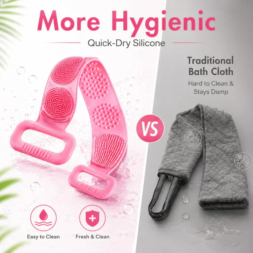 🛁Double-Sided Silicone Back Scrubber for Deep Exfoliating & Full Body Cleansing