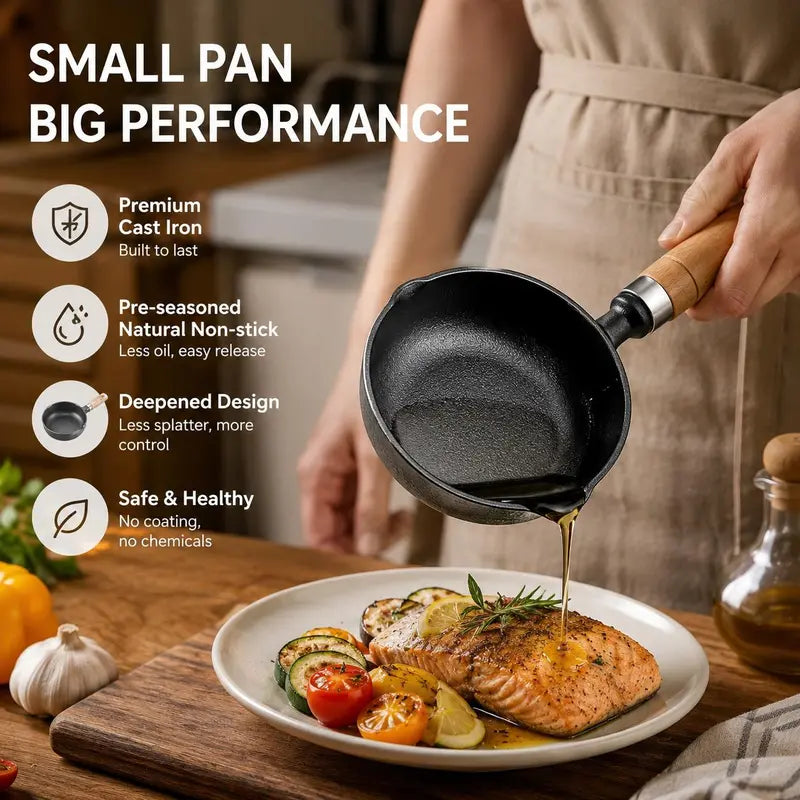 🍳 4.3-Inch Pre-Seasoned Cast Iron Mini Saucepan