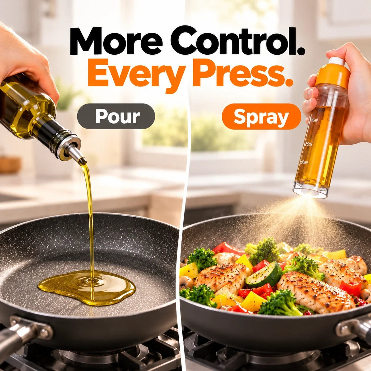 🧴 Buy One, Get One Free 🎁 Pump-Style Kitchen Spray Bottle – Perfect for Oil and Vinegar
