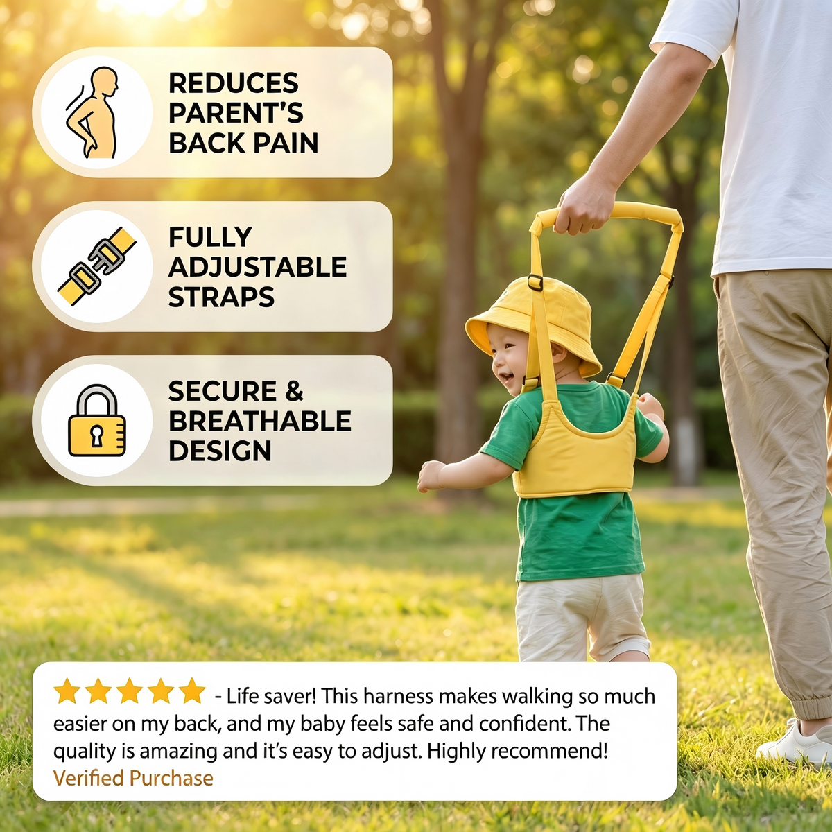 🔥 HOT SALE 50%OFF 🍼Adjustable Baby Walking Harness With Safety Strap Secure Support For Toddlers Learning To Walk