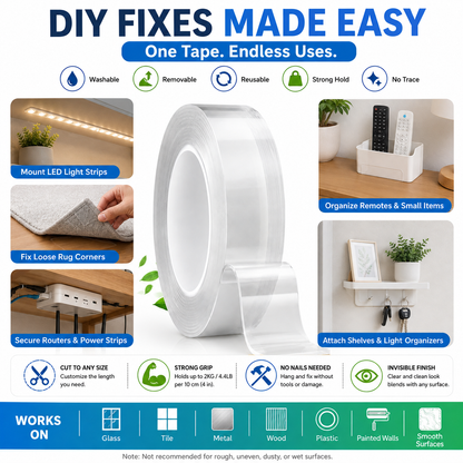 🥳2026 Best-Seller: Buy One, Get One Free!🥳💞 Nano Strong Adhesive Tape ⭐ Washable & Reusable 🔄