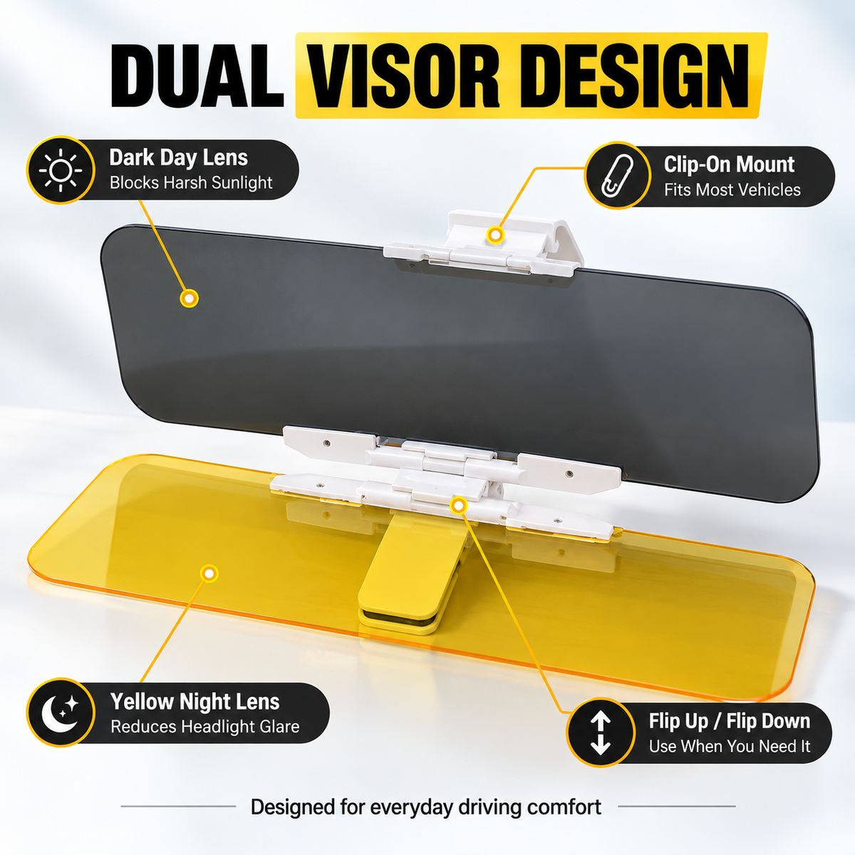 ⏳ Limited-Time Buy 1 Get 1 Free ⏰ Universal HD Anti-Glare Car Sun Visor (Day & Night Use)
