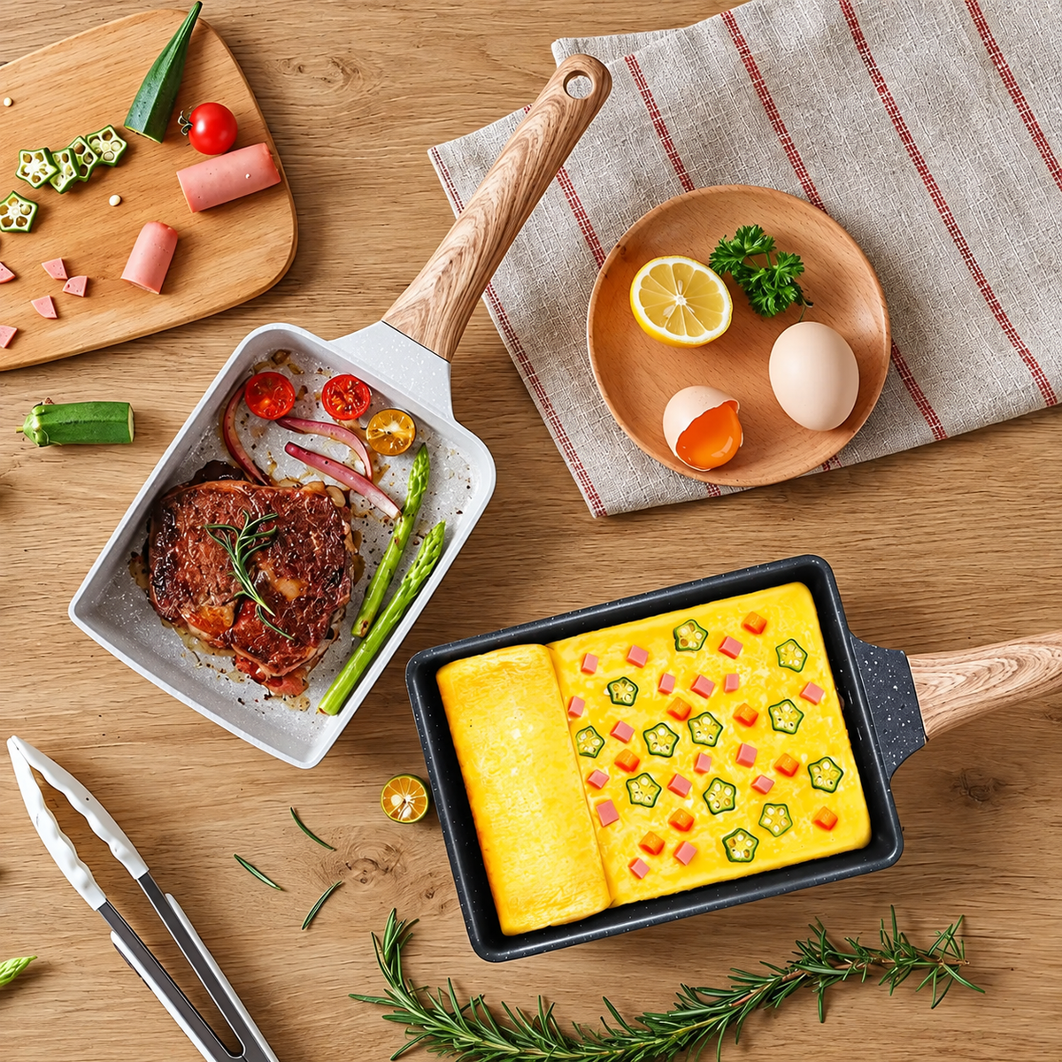 🍳 Multifunctional Stone-Texture Frying Pan | Non-Stick Coating